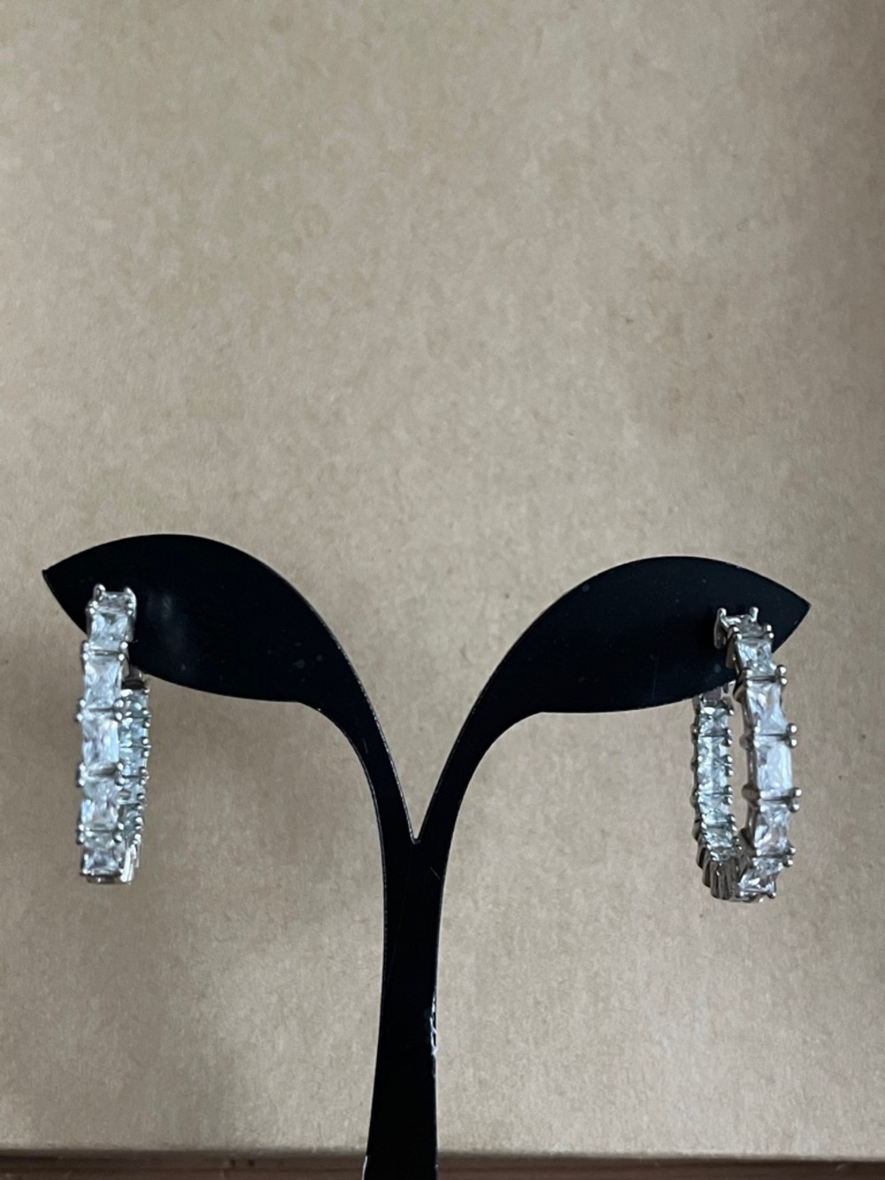 Silver Crystal Hoop Earrings - Women Jewelry
